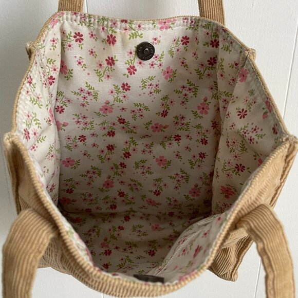 AEROPOSTALE Vintage Mini Tote Bag - Tan Corduroy - Picture 2 of 4